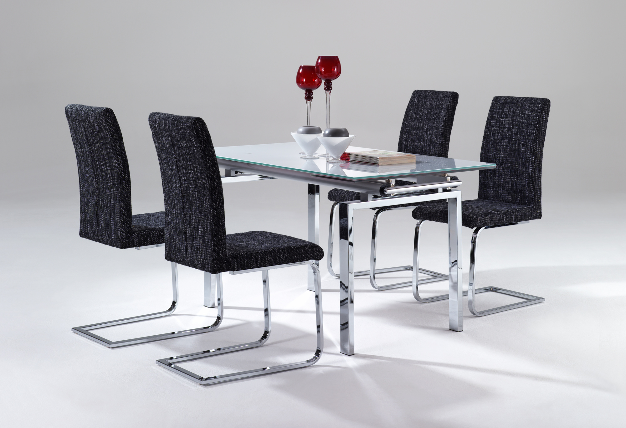 MISTRAL 140 Table glass black 140/200 x 80 cm with extension 2 x 30 cm